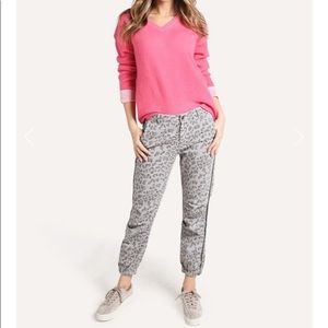 SUNDRY Leopard Cotton Twill Zip Jogger